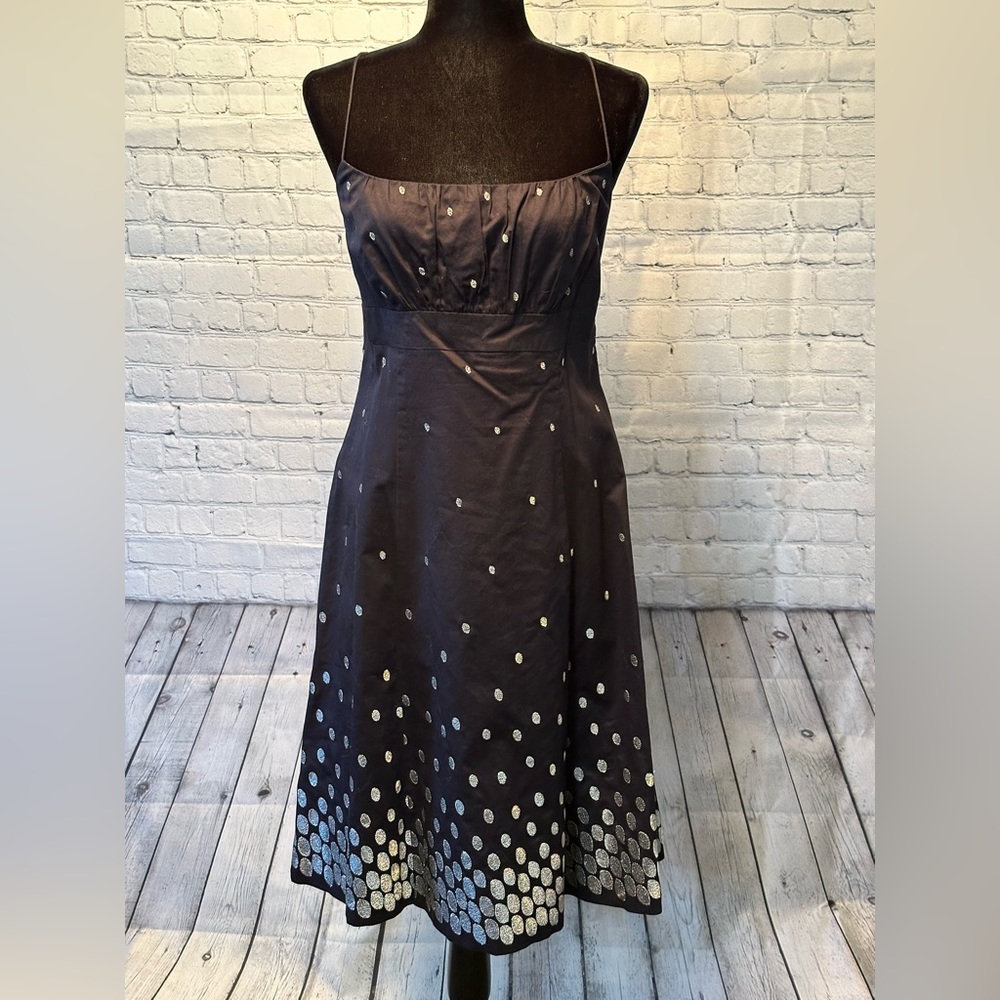 Ann Taylor Blue Dress with Silver Embroidery - Picture 1 of 6